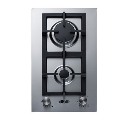 SUMMIT 12" Wide 2-Burner Gas Cooktop In Stainless Steel GCJ2SS